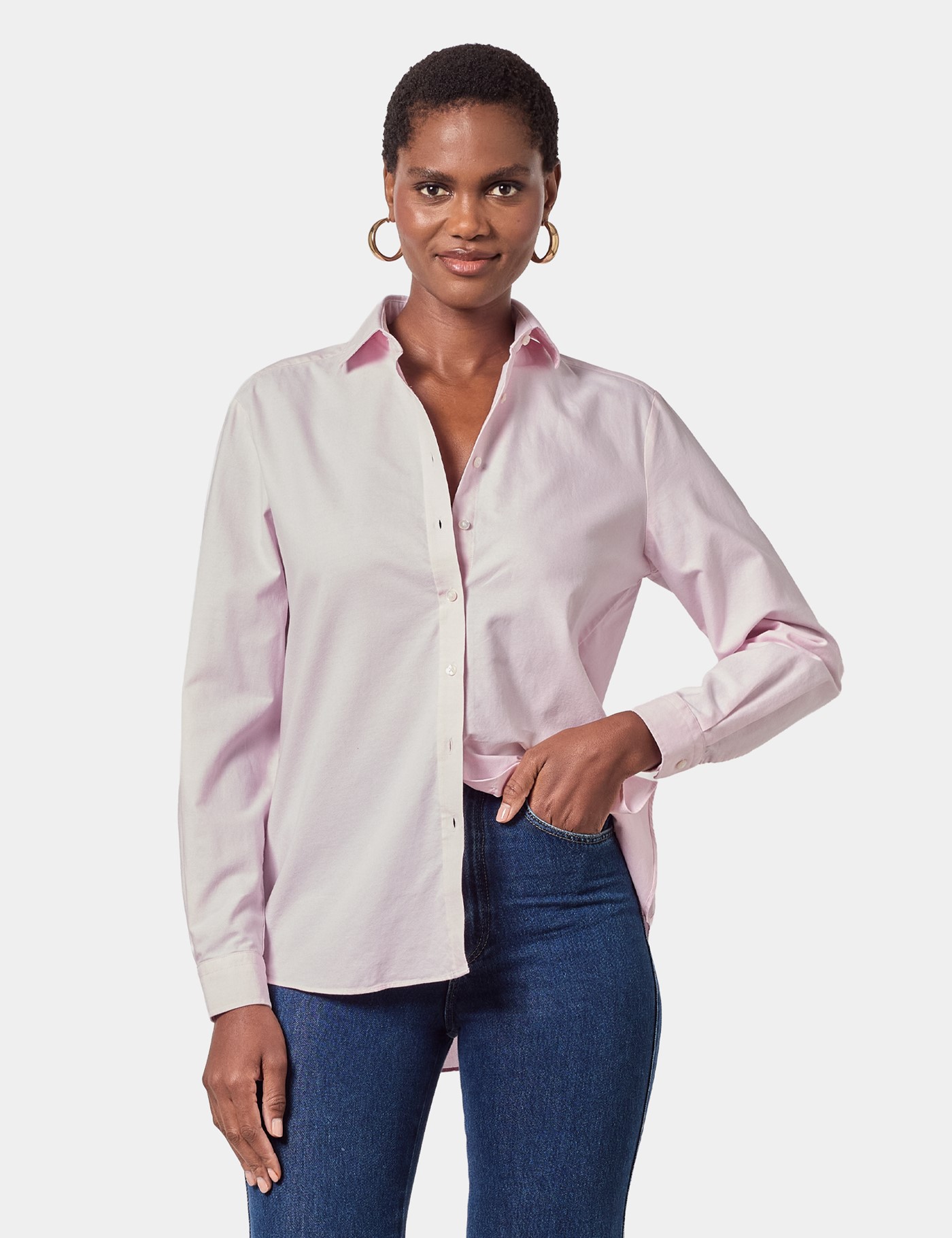 & Relaxed Fit Washed Oxford Shirt