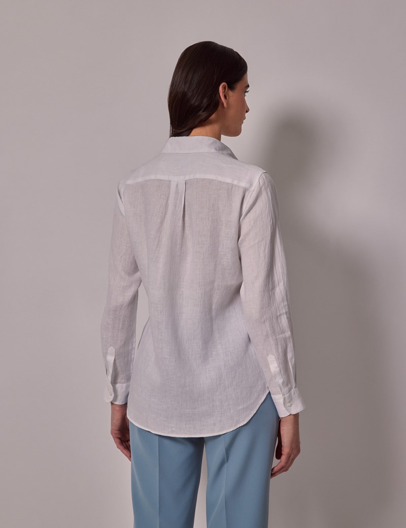 Womens White Relaxed Linen Shirt Hawes And Curtis