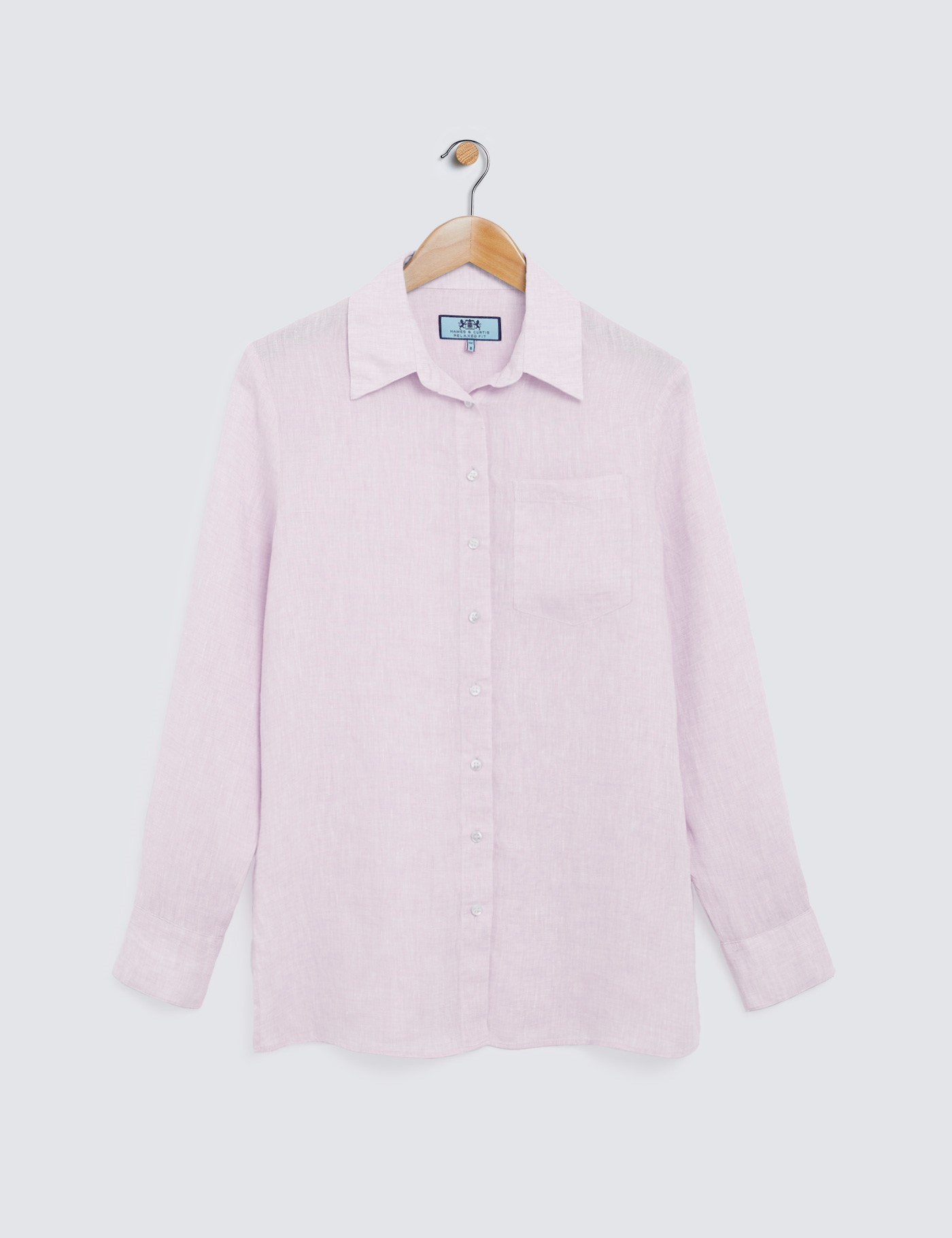 Linen Women's Relaxed Fit Shirt in Pink Hawes & Curtis