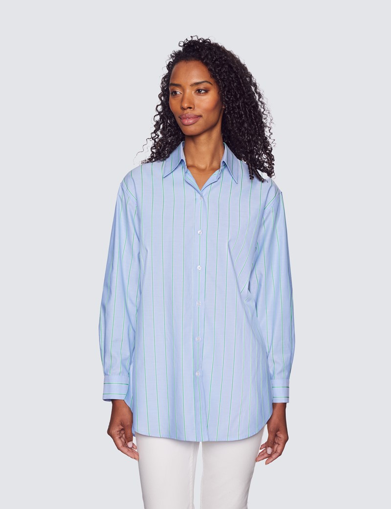 Women's Blue \u0026 Green Fine Stripe 