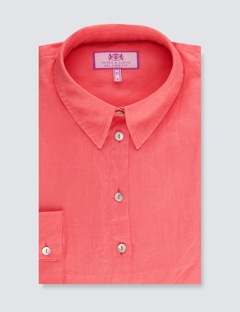 Women's Coral Relaxed Fit Linen Shirt Hawes and Curtis