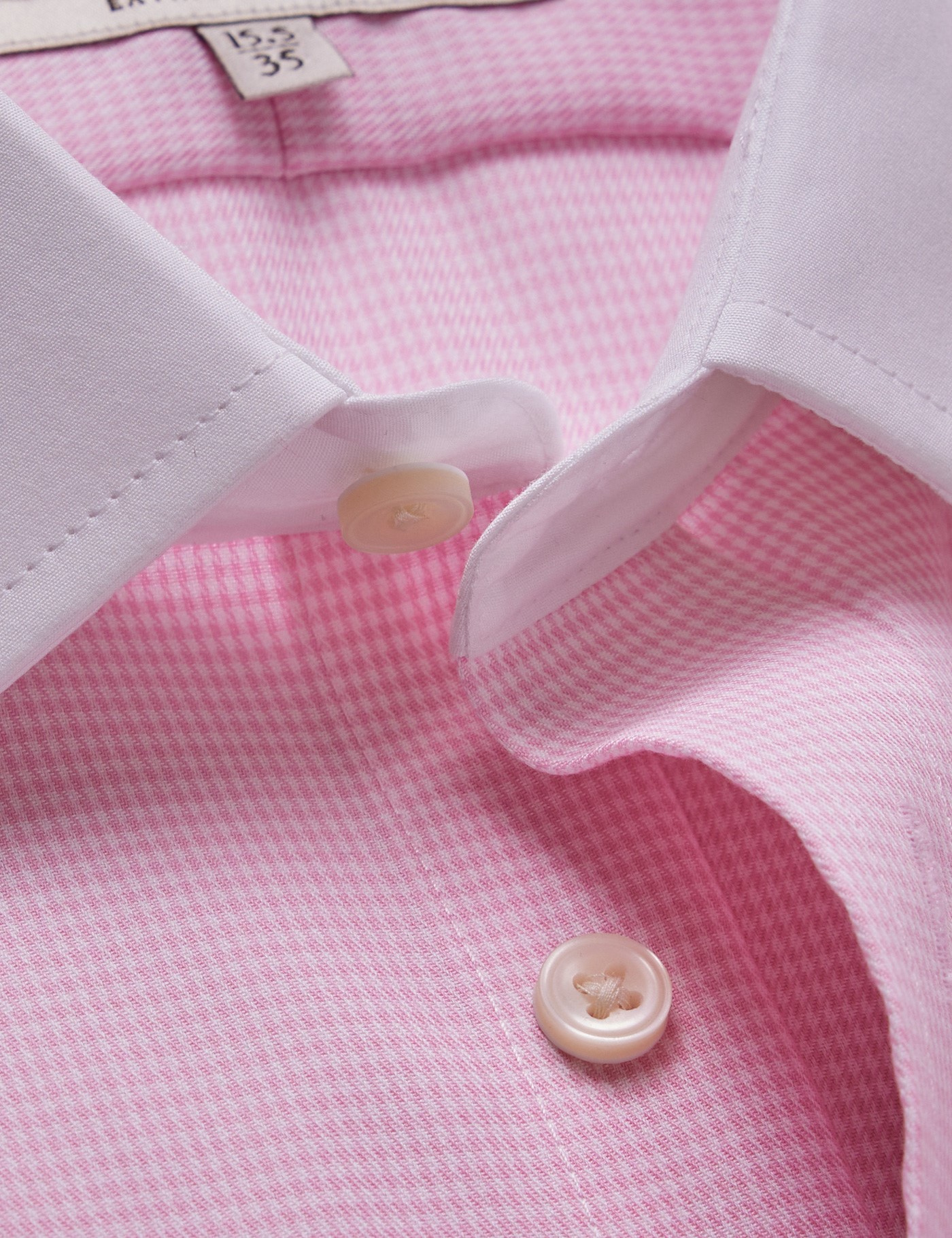 & Extra Slim Fit Pink & Dogtooth Twill Non Iron Shirt Contrast Detail 17" collar 37" sleeve