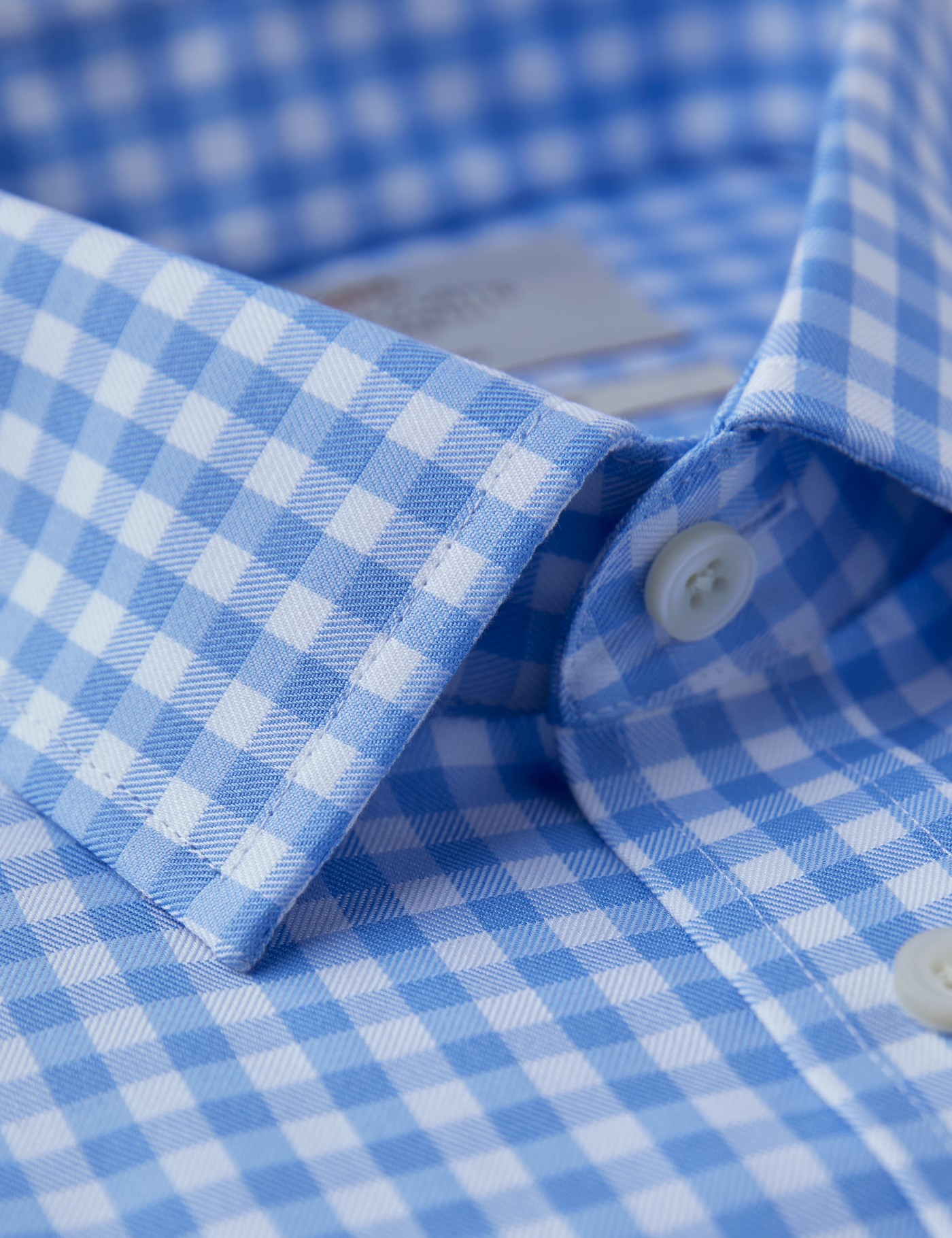 Men's Formal Blue & White Large Gingham Check Extra Slim Fit Shirt ...