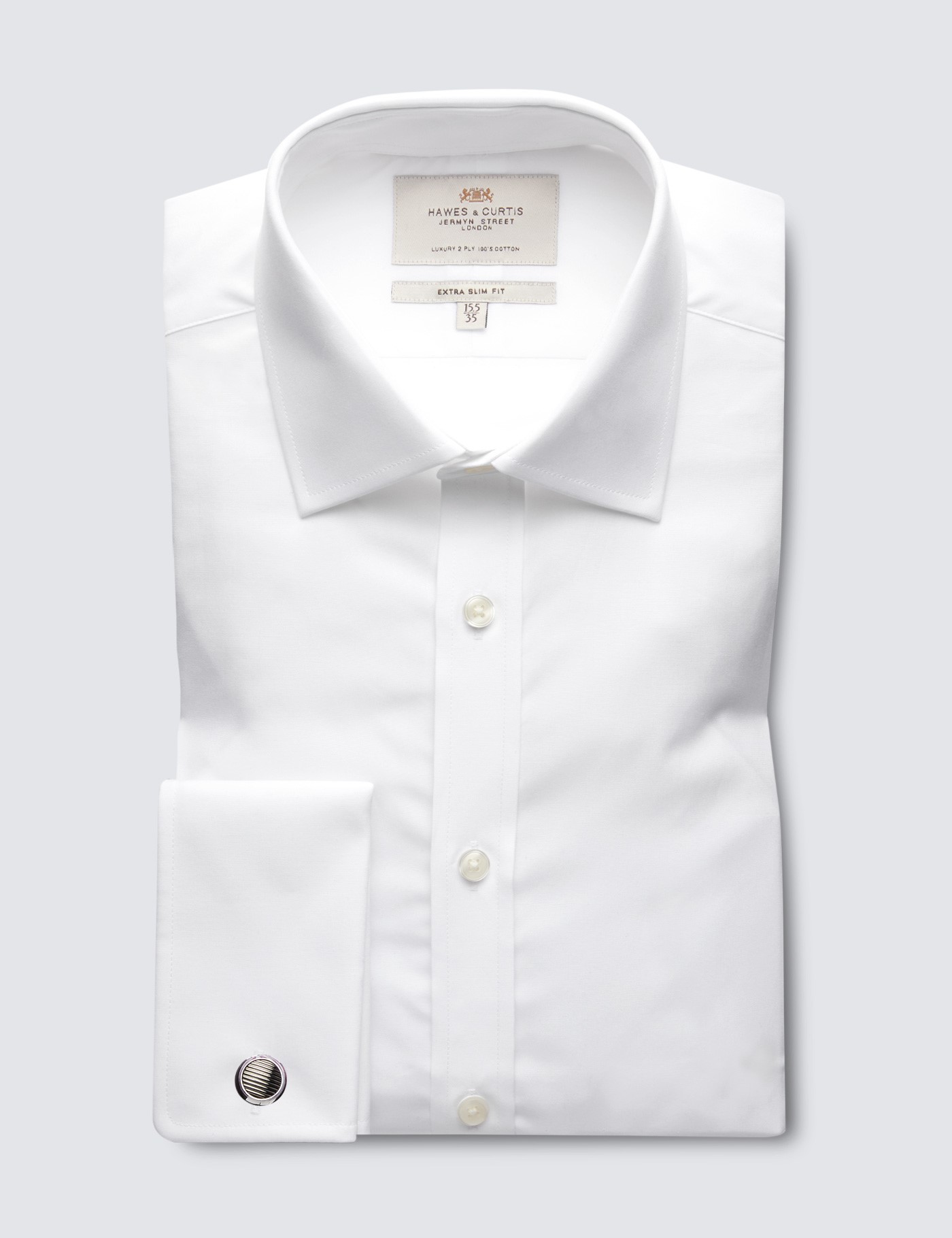 Formal White Slim Shirt - French Cuffs | Hawes and Curtis