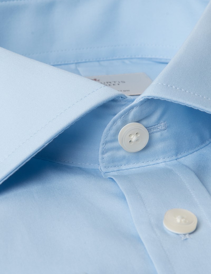 Men's Blue Extra Slim Fit Business Shirt With Pocket - Double Cuff - Easy Iron