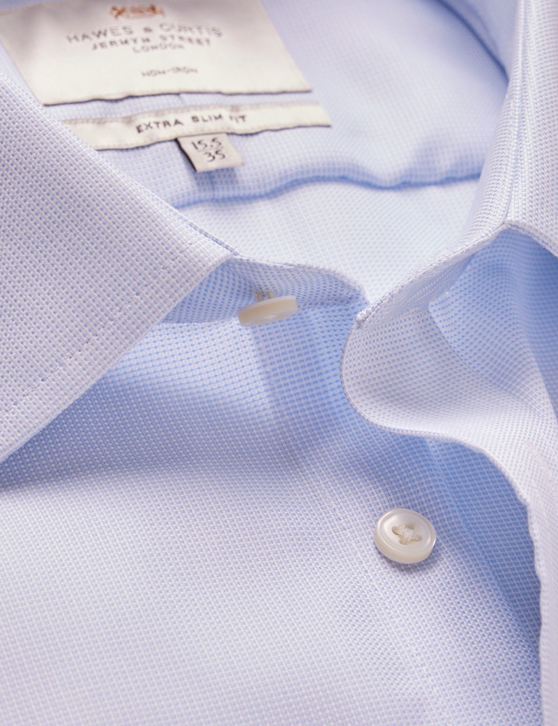 Men's Non-Iron Blue & White Extra Slim Shirt - French Cuff