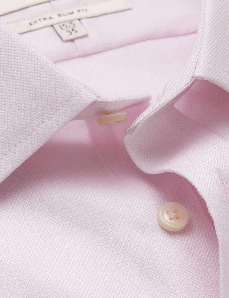 Men's Non-Iron Pink Pique Extra Slim Shirt - Double Cuff