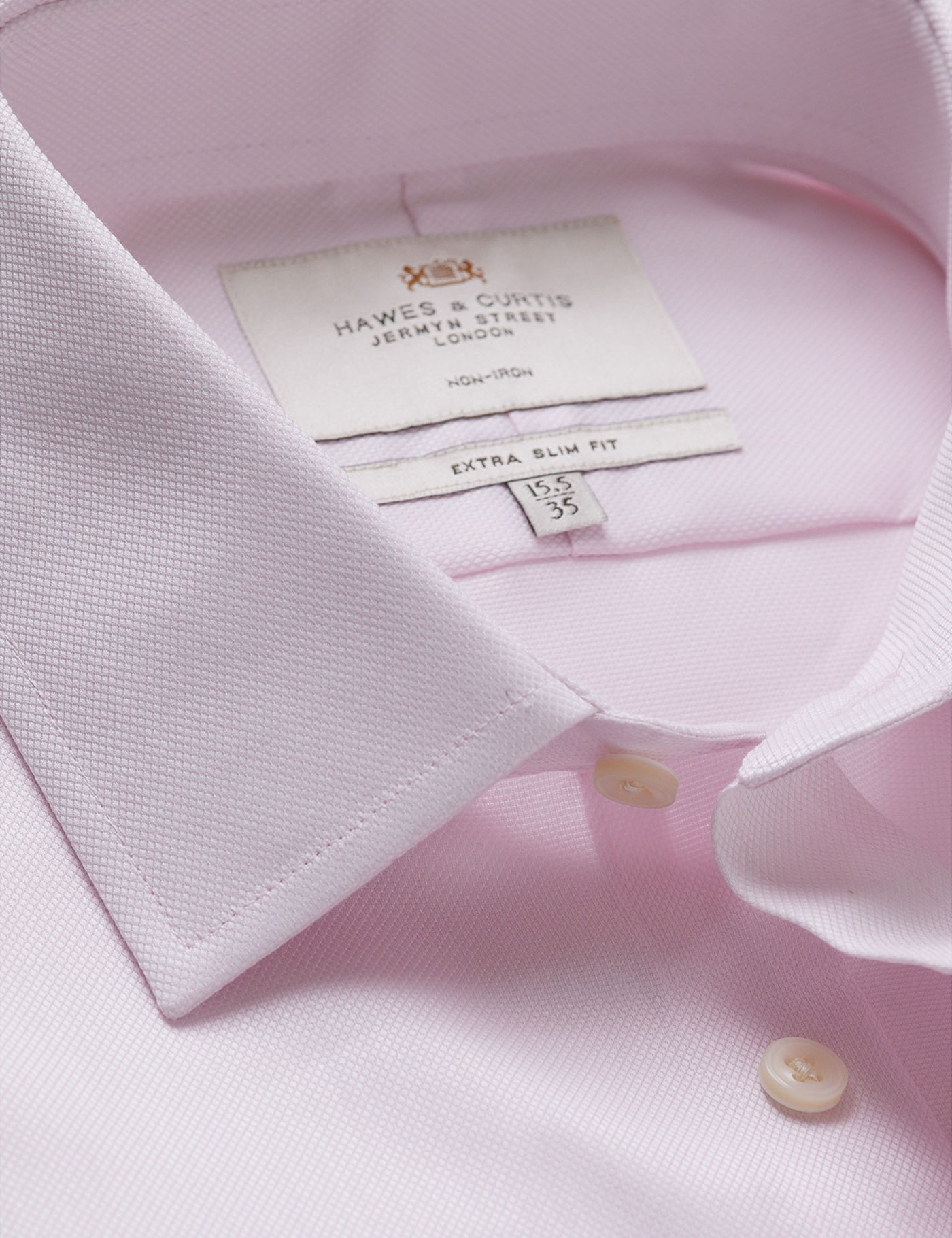 Hawes & Curtis Extra Slim Fit Pink Pique Non-Iron Shirt Size: 15.5" collar, 34" sleeve