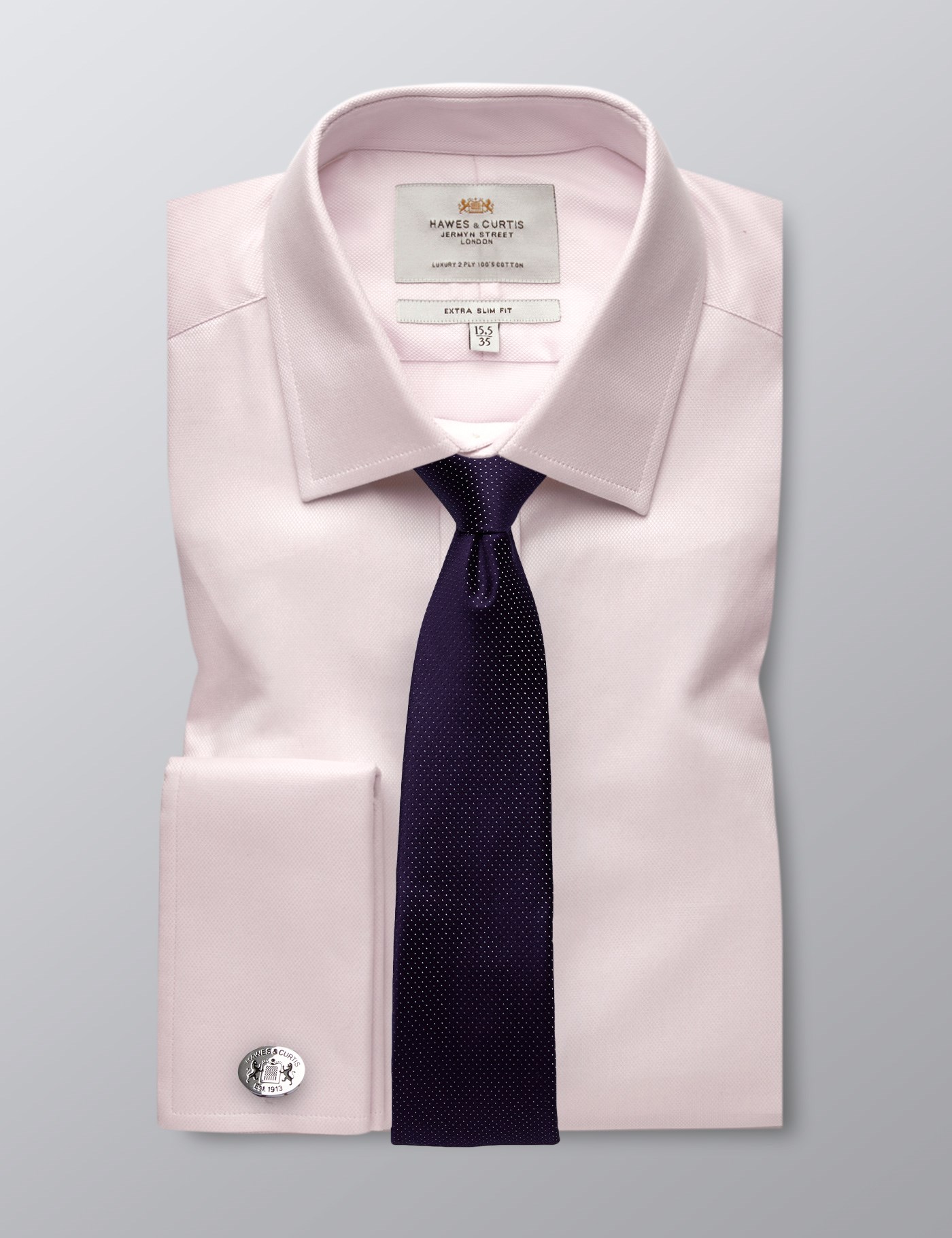 Mens Formal Pink Textured Extra Slim Fit Shirt Double Cuff Easy