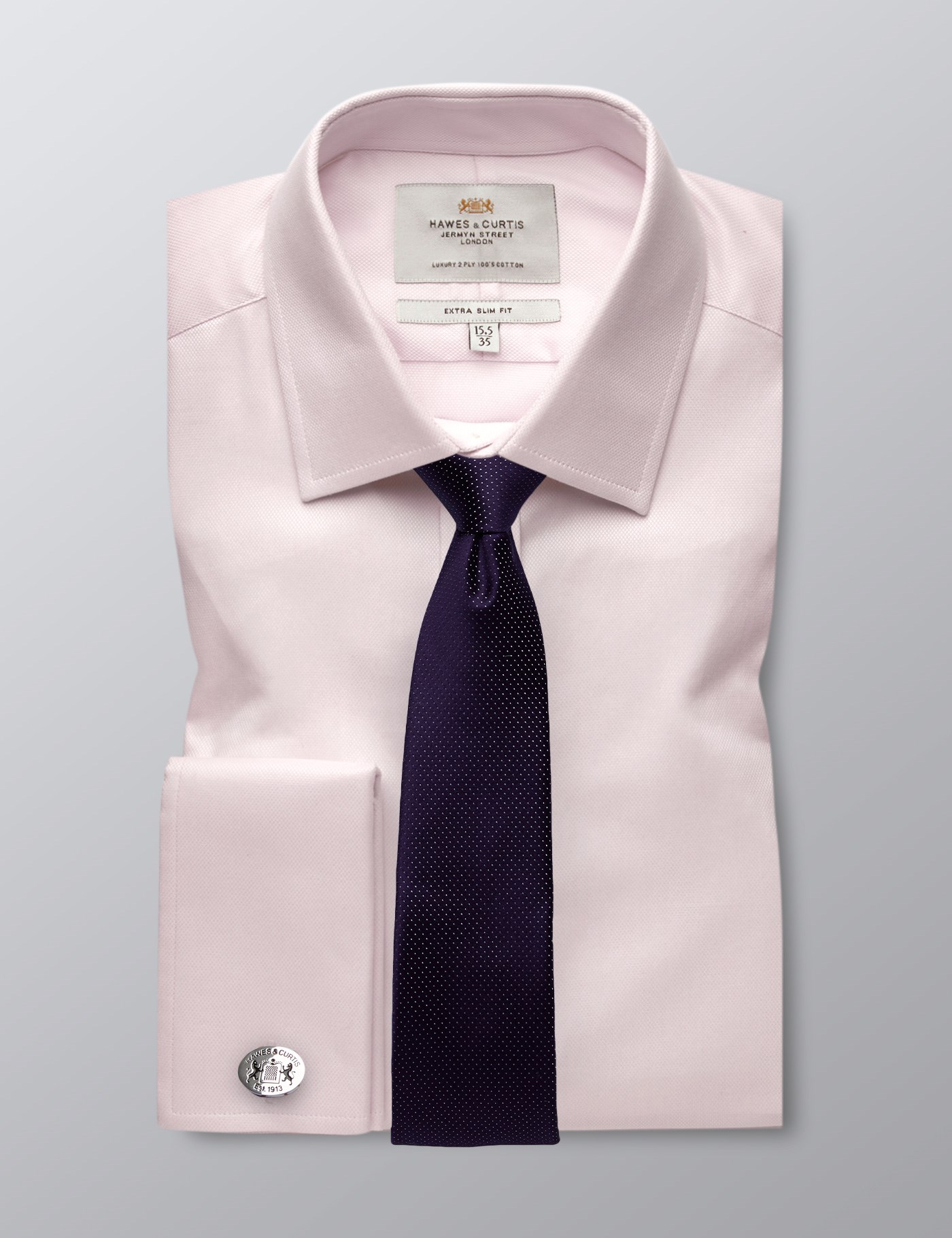 Men's Formal Pink Textured Extra Slim Fit Shirt - Double Cuff - Easy ...