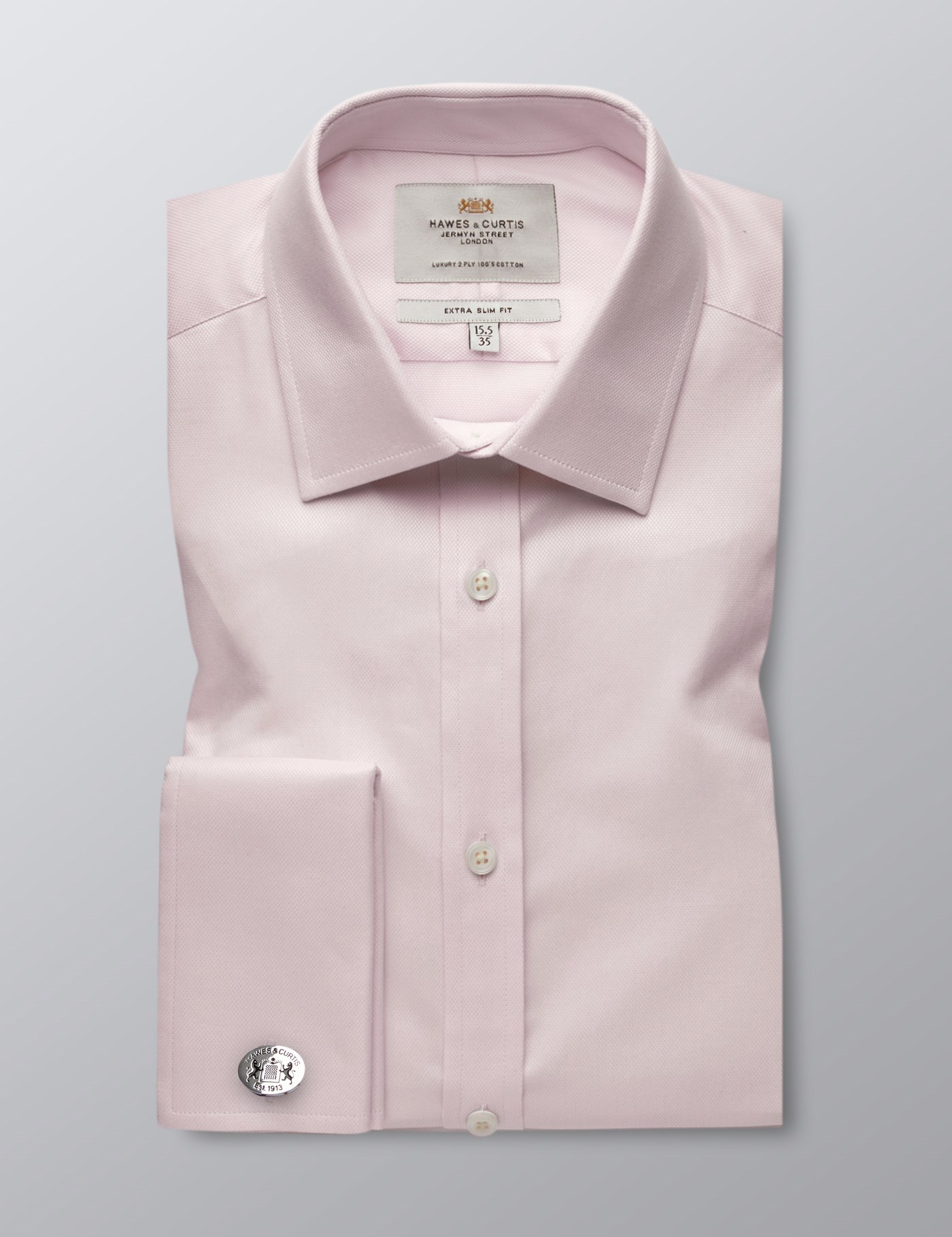 Mens Formal Pink Textured Extra Slim Fit Shirt Double Cuff Easy