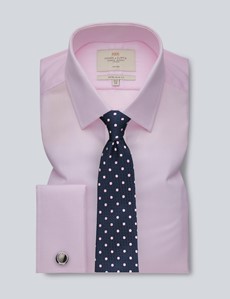 Non Iron Pink Fabric Interest Extra Slim Fit Shirt Semi Cutaway - Double Cuffs