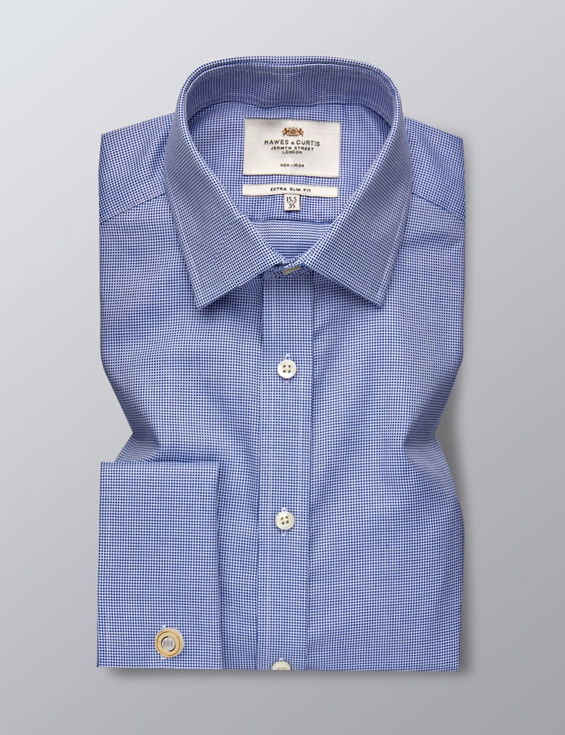 royal blue and white dress shirt