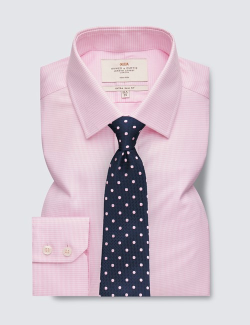 pink formal shirt with tie