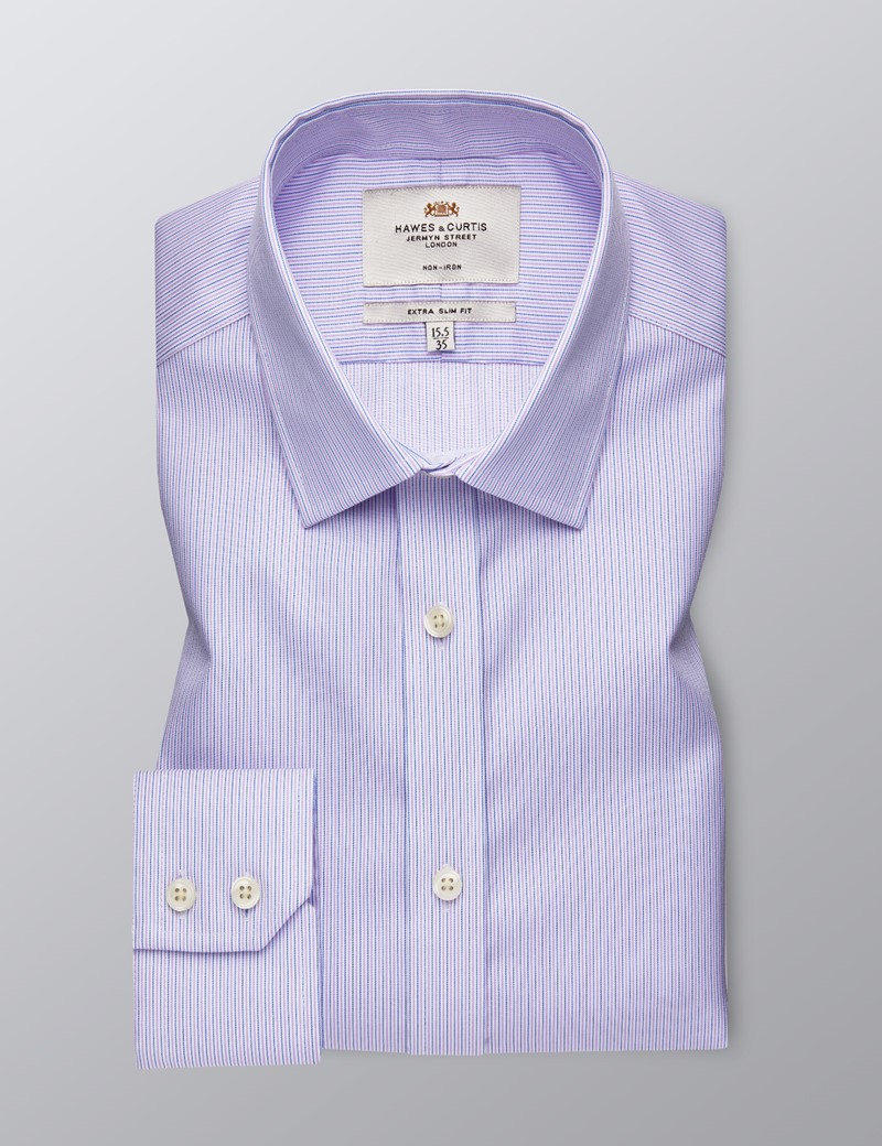 Men's Business Pink & Light Blue Multi Stripe Extra Slim Fit Shirt ...