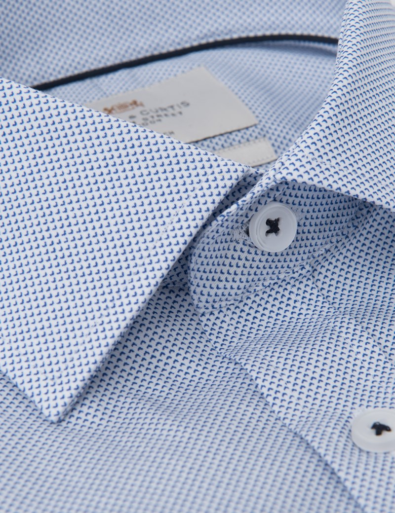 Men’s Dress Blue & White Extra Slim Fit Cotton Stretch Shirt – Single ...