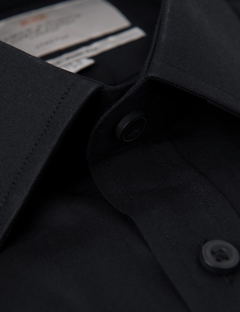 Men’s Business Black Extra Slim Fit Stretch Shirt – Single Cuff