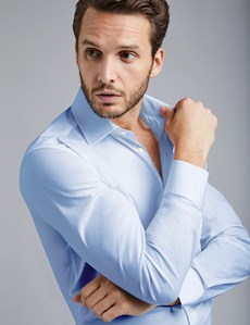 Men’s Formal Blue Extra Slim Fit Stretch Shirt – Single Cuff