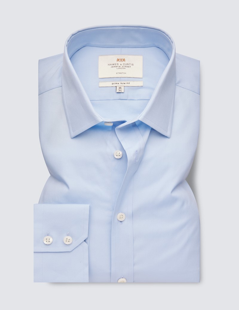 Business Hemd – Extra Slim Fit – Kent Kragen – Baumwollstretch hellblau
