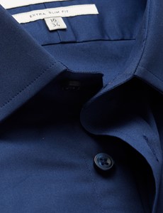 Navy Extra Slim Fit Stretch Shirt – Single Cuffs