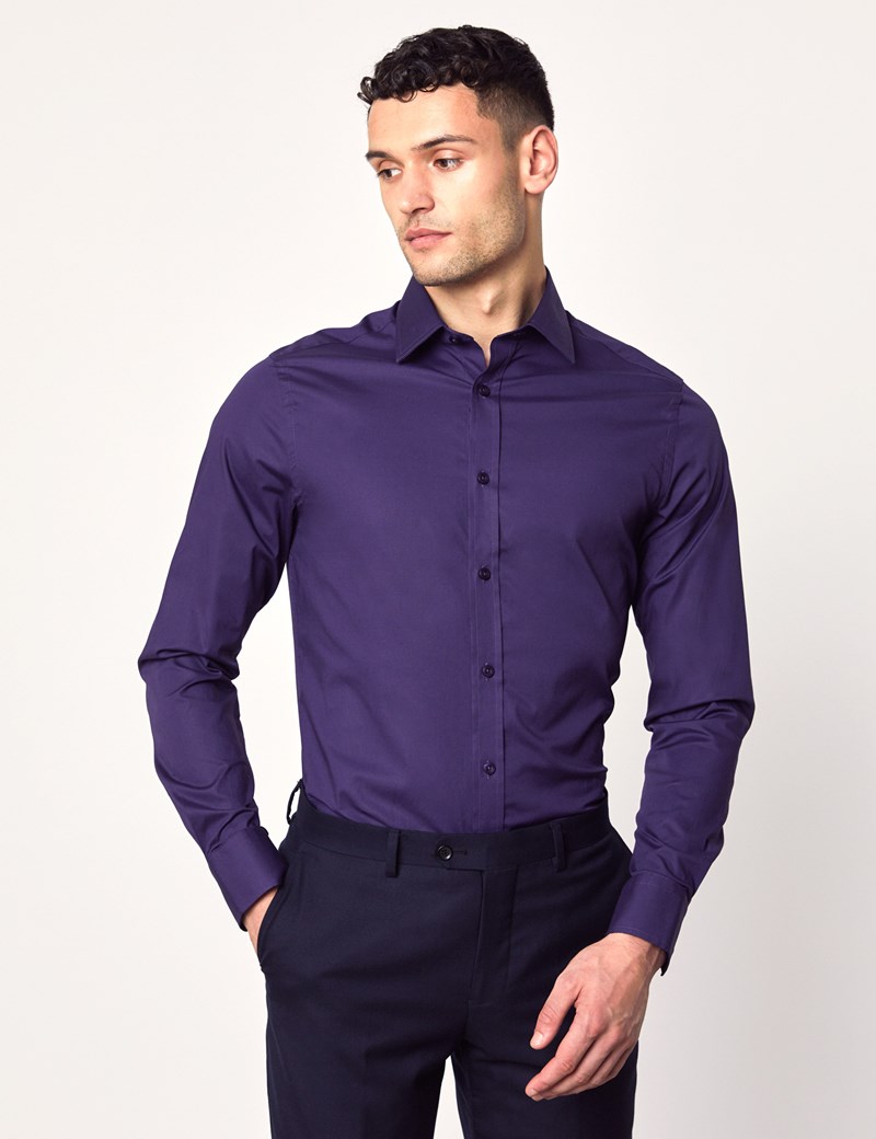 Men’s Dress Grape Purple Extra Slim Fit Stretch Shirt – Single Cuff ...