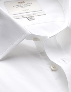 Men’s Formal White Extra Slim Fit Stretch Shirt – Single Cuff