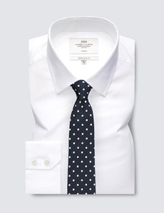 Men’s Dress White Extra Slim Fit Stretch Dress Shirt – Single Cuffs