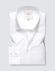 Men’s Dress White Extra Slim Fit Stretch Dress Shirt – Single Cuffs