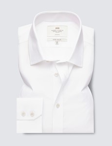 Business Hemd – Extra Slim Fit – Kent Kragen – Baumwollstretch weiß