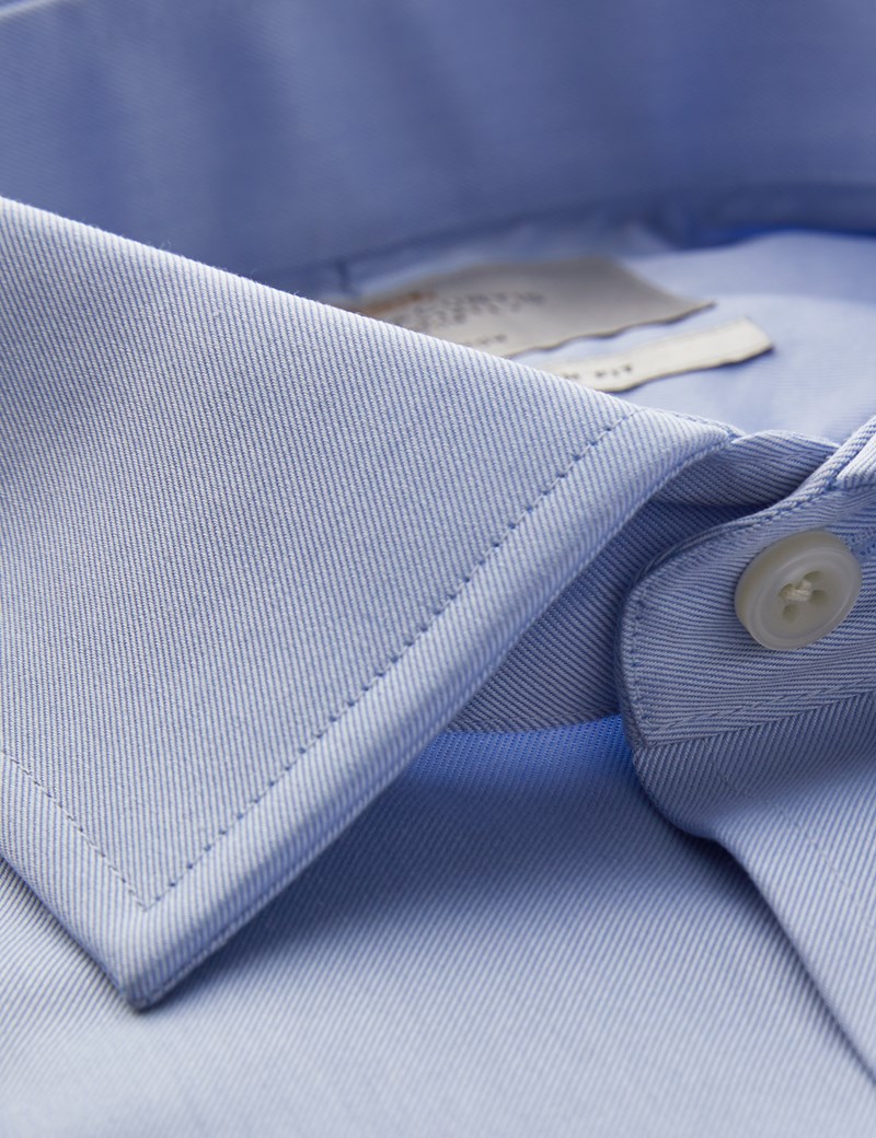 Men's Formal Blue Fine Twill Extra Slim Fit Shirt - Non Iron - Single Cuff
