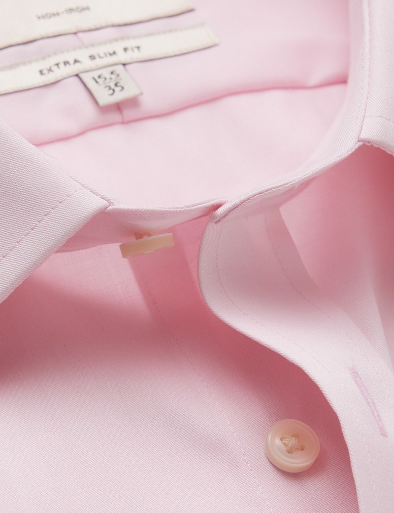 Men's Non-Iron Pink Twill Extra Slim Shirt | Hawes and Curtis