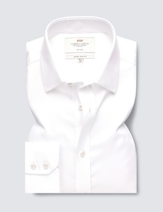 Non Iron White Pique Extra Slim Fit Shirt - Single Cuffs