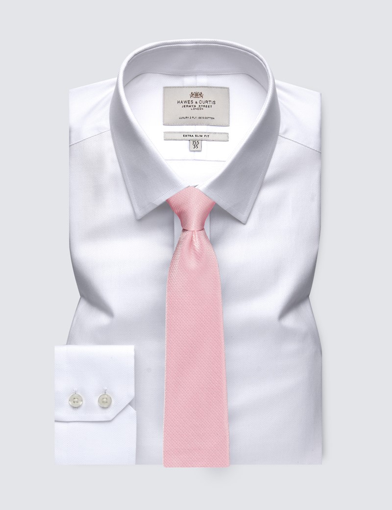 Business Hemd – Extra Slim Fit – Kent Kragen – Piqué weiß