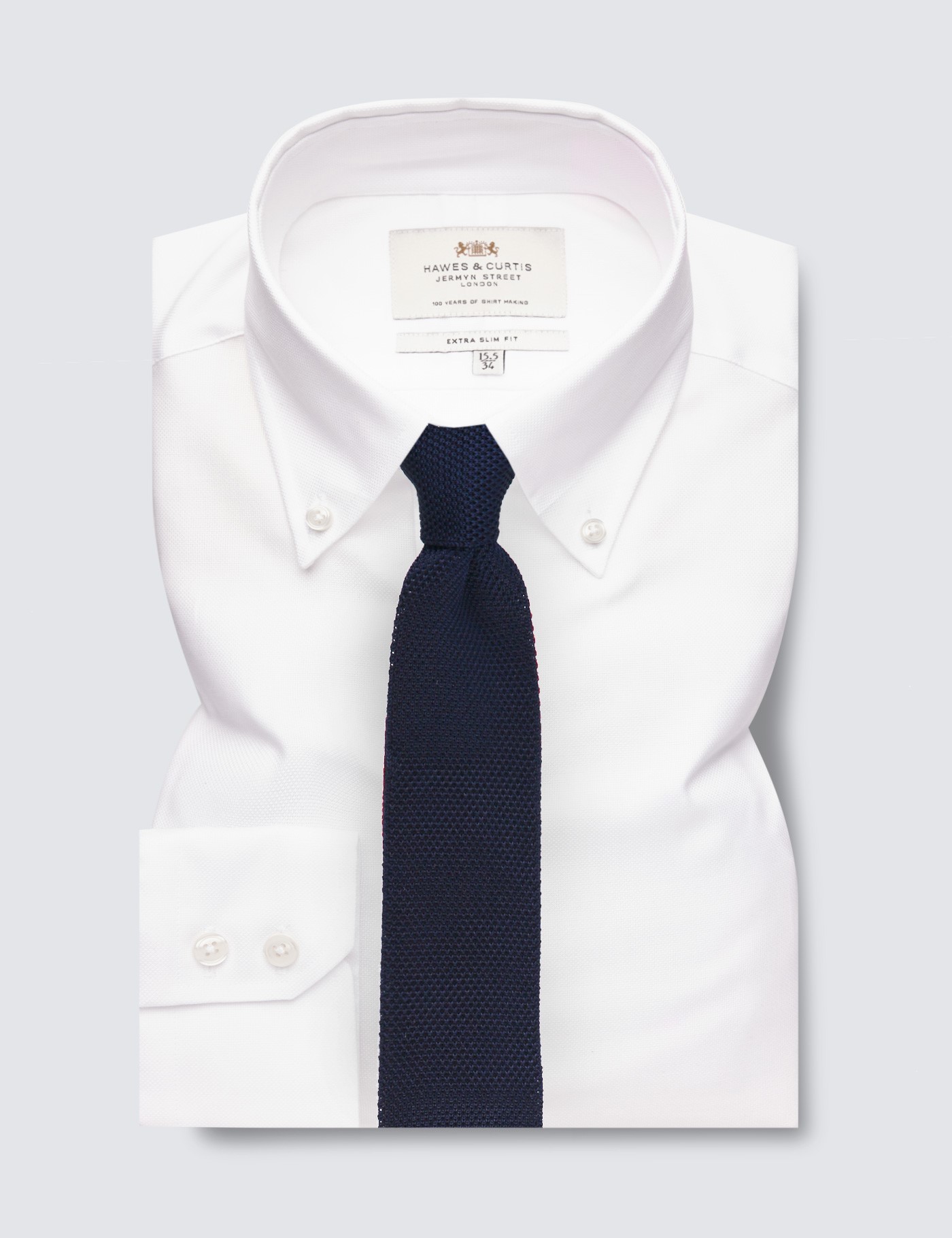 White Oxford Extra Slim Fit Shirt With Button Down Collar - Single Cuff ...