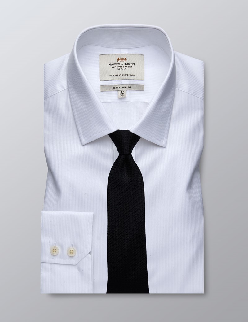 Men's Formal White Self Stripe Extra Slim Fit Shirt - Single Cuff ...