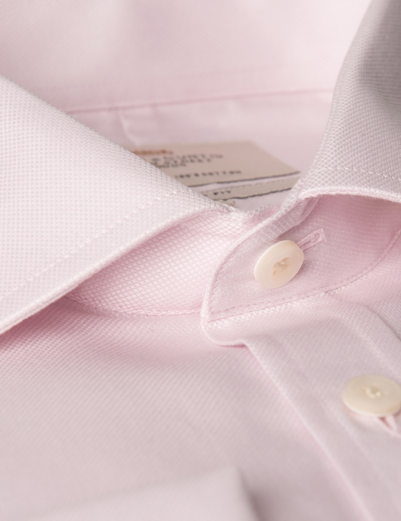 Men's Formal Pink Textured Extra Slim Shirt - Single Cuff - Easy Iron