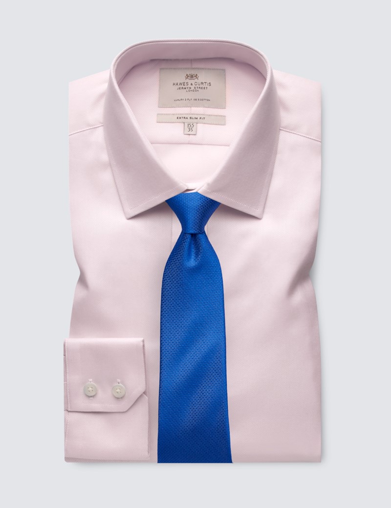 Men's Dress Pink Textured Extra Slim Shirt - Single Cuff - Easy Iron