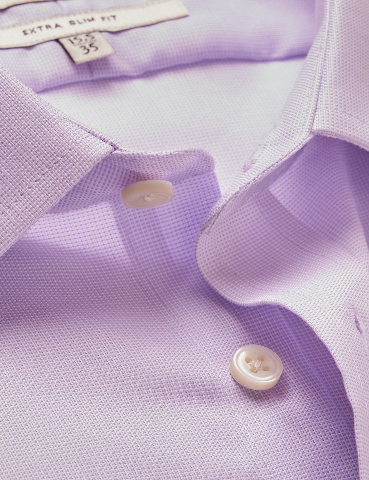 & Extra Slim Fit Lilac & Textured Weave Non Iron Shirt 15.5" collar 34" sleeve