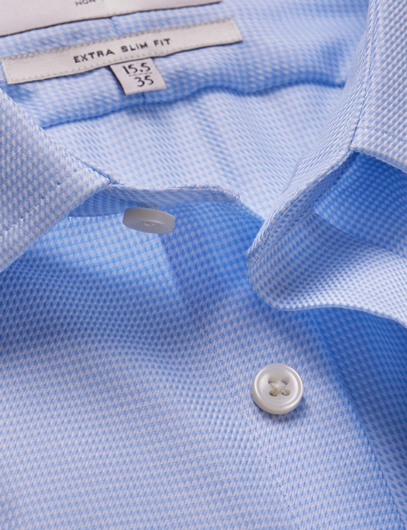 Men's Non-Iron Blue & White Fabric Interest Extra Slim Shirt