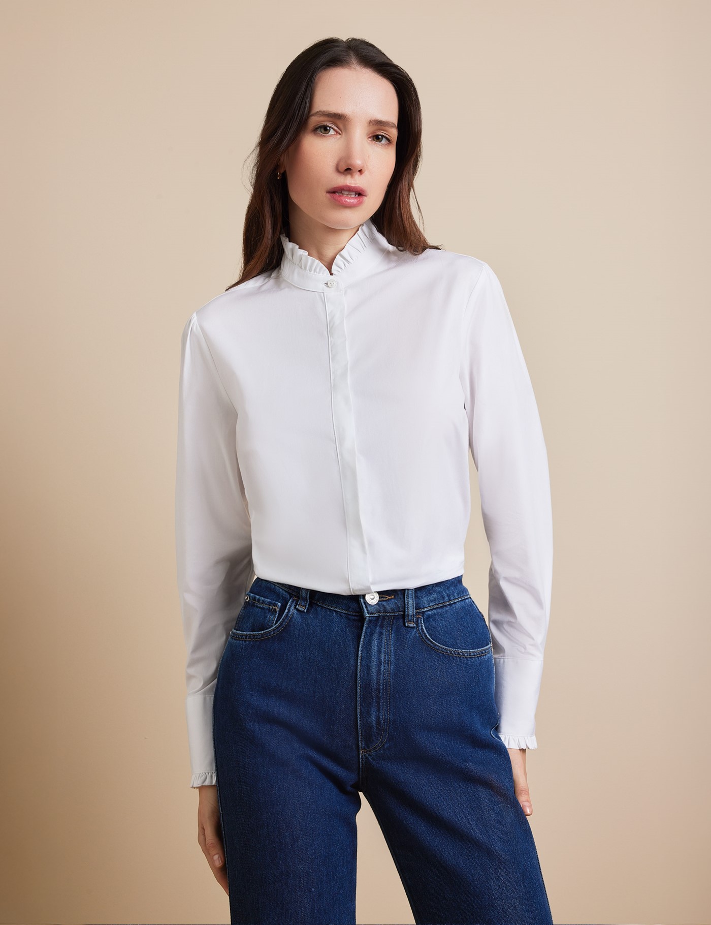 & Semi Fitted Frill Shirt