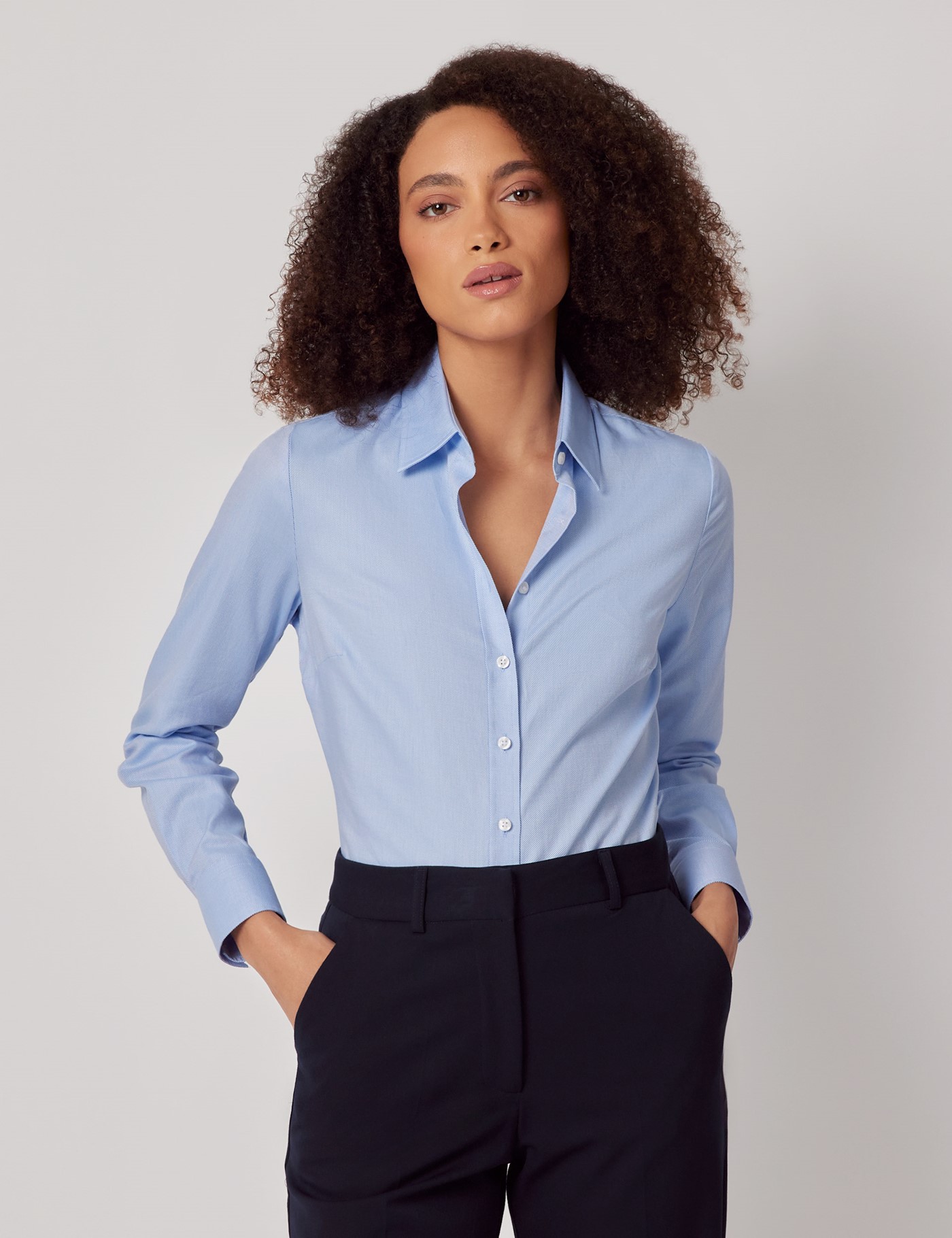 & Semi Fitted Light Blue Shirt