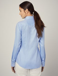 Women's Executive Blue Twill Semi Fitted Shirt - Single Cuffs