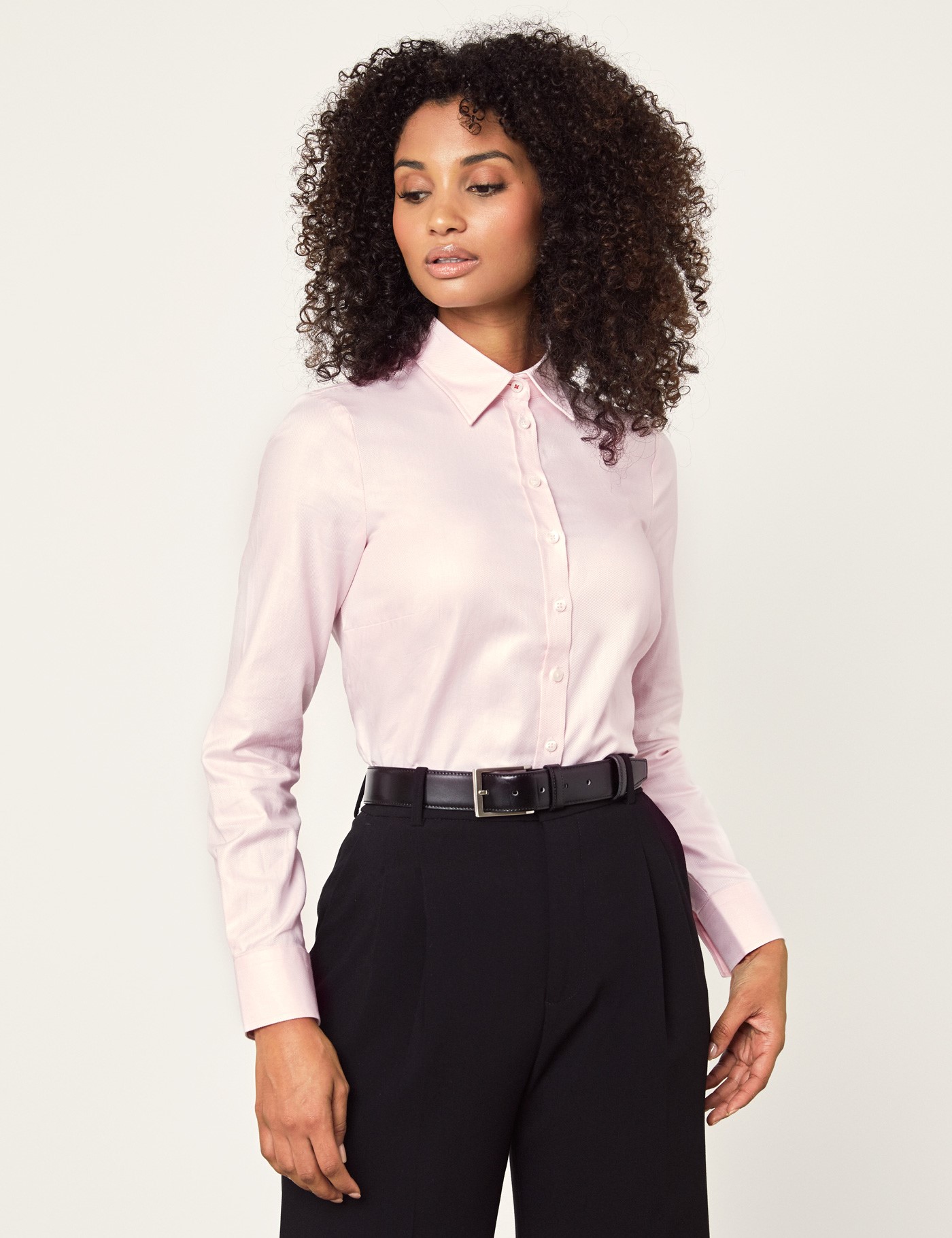 Women's Executive Pink Twill Semi Fitted Shirt - Single Cuff | Hawes ...