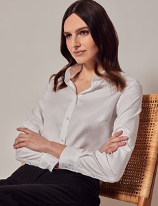 Executive White Twill Semi Fitted Shirt | Hawes and Curtis