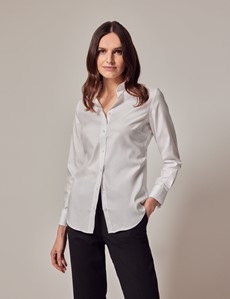 Executive White Twill Semi Fitted Shirt | Hawes and Curtis