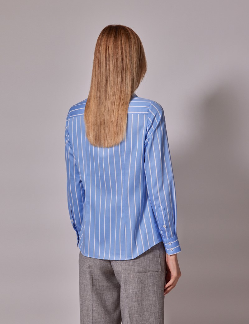 Executive Blue & White Stripe Semi-Fitted Shirt