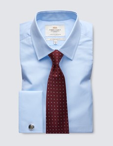 Men's Formal Light Blue Slim Fit Shirt - Double Cuff - Easy Iron