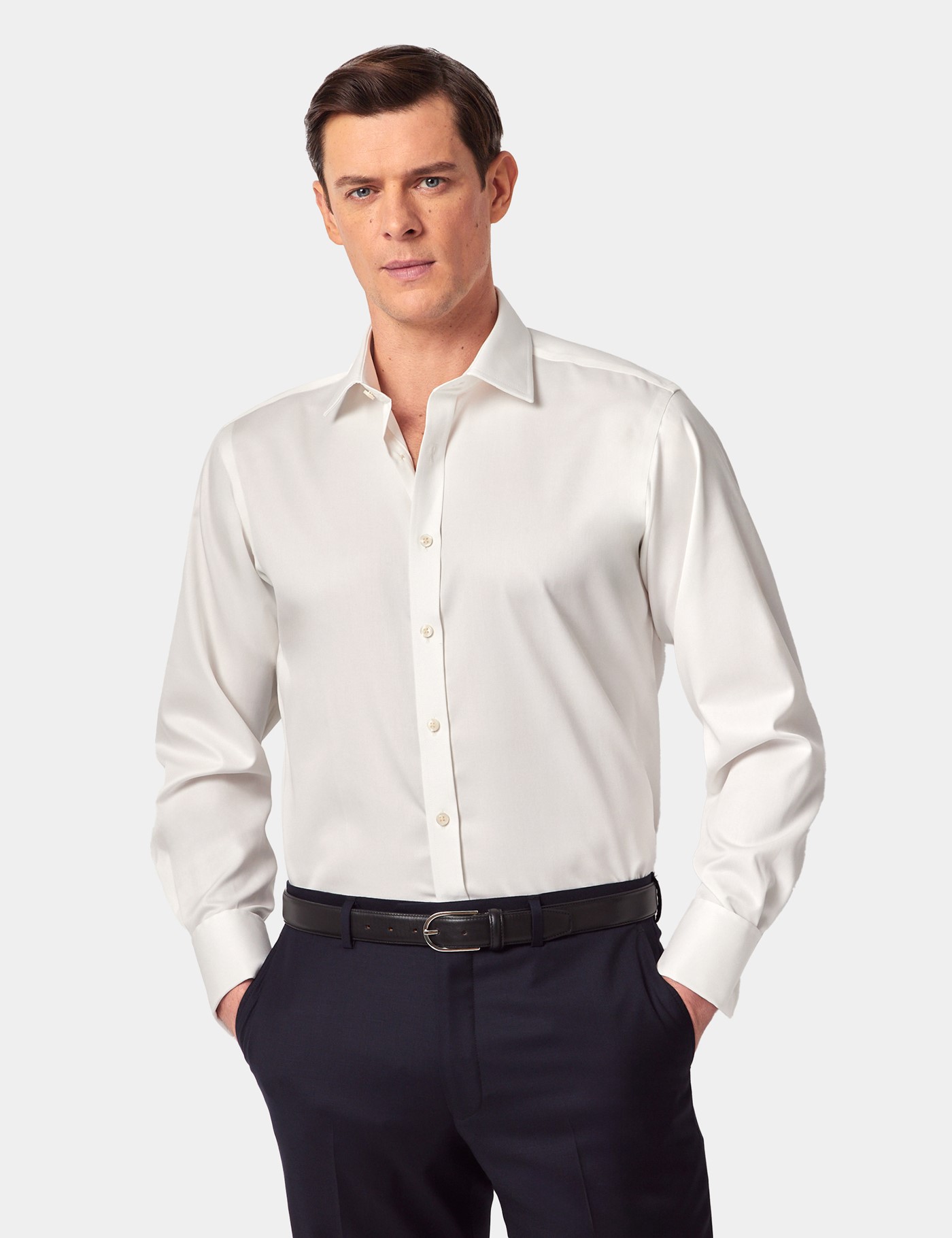 & Slim Fit Twill Non Iron Shirt 18" collar 37" sleeve