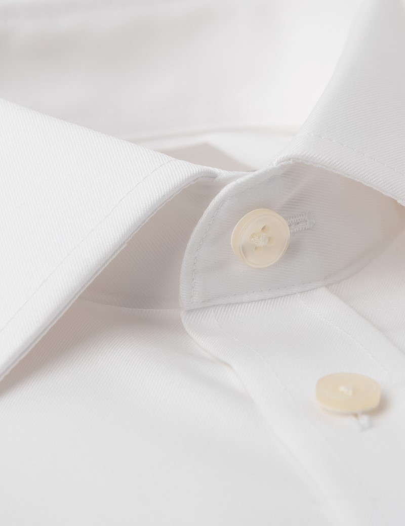 Men's Dress White Dobby Twill Slim Fit Shirt - French Cuff - Non Iron