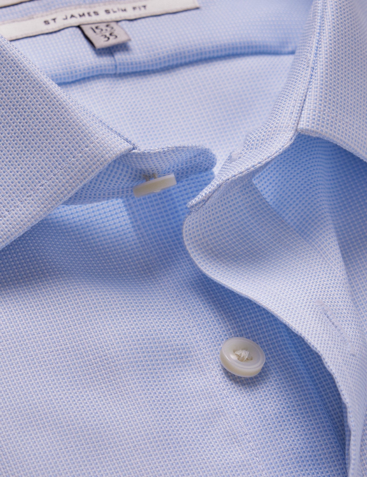 & Slim Fit Blue & Pick Pick Non Iron Shirt 16.5" collar 37" sleeve